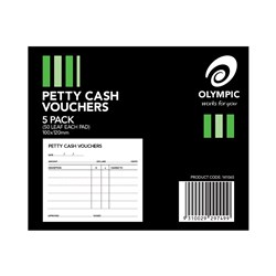 Olympic Petty Cash Voucher 120 x 100mm 50 Leaf Black Pack Of 5